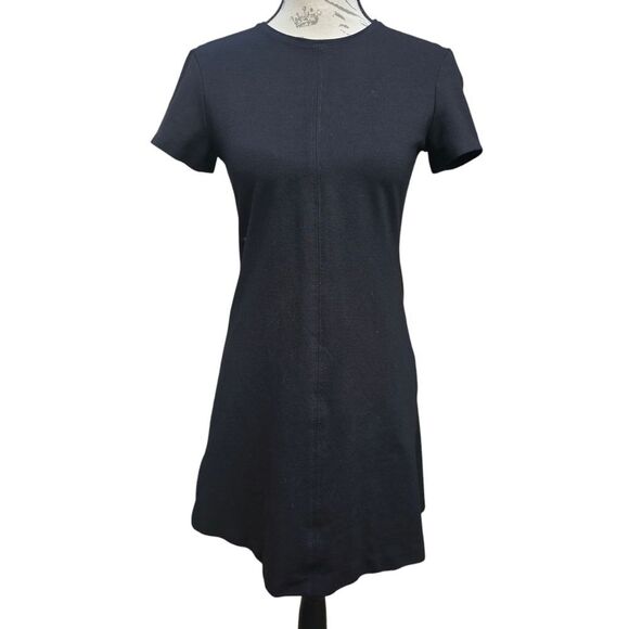 Mango -702 Black Ponte Sheath Dress Crew-neck Short Sleeve Women's‎ Small - Picture 1 of 9